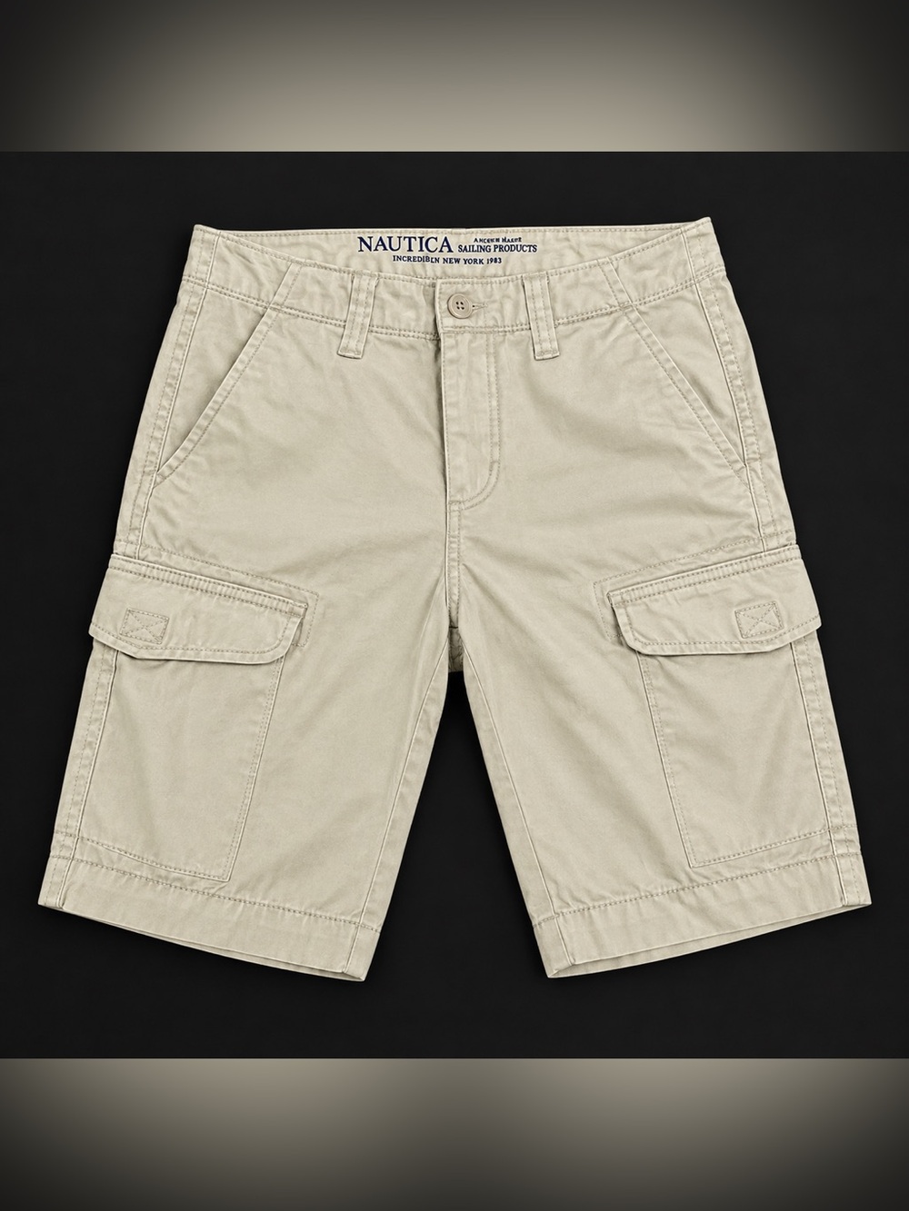 Nautica Boys Cotton Cargo Shorts Size 10 Khaki Tan Utility Pocket Casual